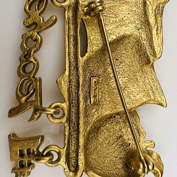 Vintage Teacher Gifts AJC Red Apple #1 Teacher Brooch Pin Gold Tone Large 4090 - Picture 7 of 11